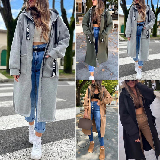 Marlene | Oversized lange dames hoodiejas met capuchon