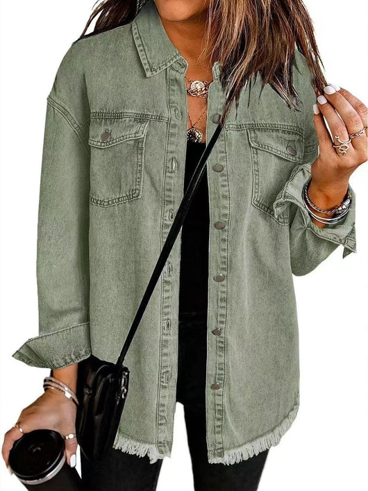 Charlotte | Oversized dames spijkerjasje met knoopsluiting en rafelzoom