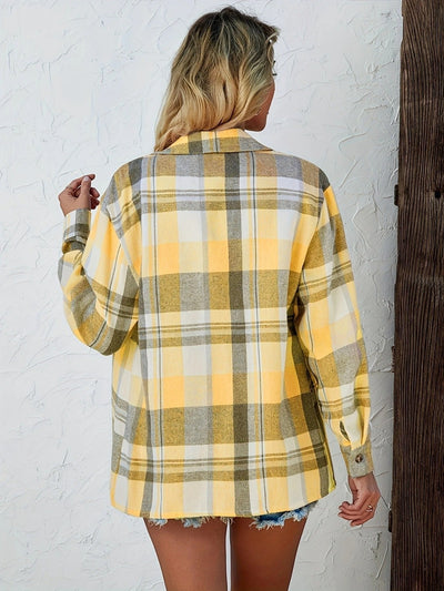 Mia | Dames oversized geruit flanellen overhemd met lange mouwen en knoopsluiting