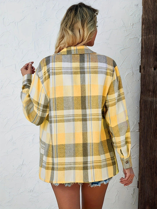 Mia | Dames oversized geruit flanellen overhemd met lange mouwen en knoopsluiting