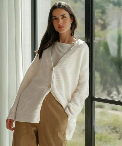 Lena | Oversized dames kasjmier vest met V-hals