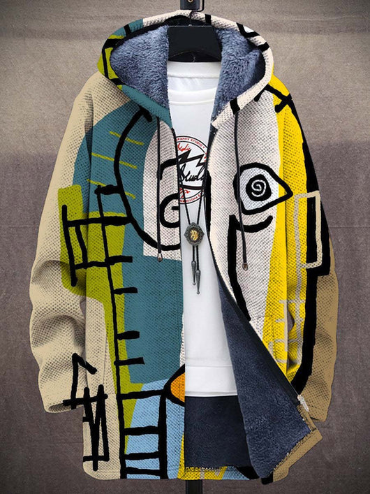 Katharina | Oversized dames vest met kunstprint, fleecevoering en rits