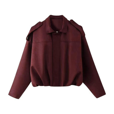 Emilia | Oversized kort dames bomberjack van imitatiesuède