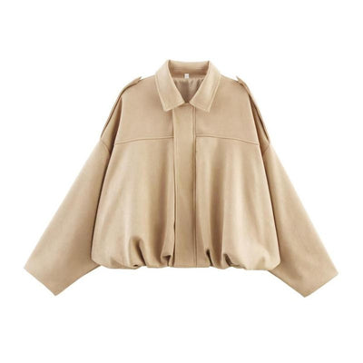 Emilia | Oversized kort dames bomberjack van imitatiesuède
