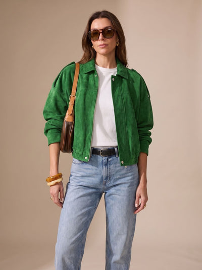Lena | Dames oversized kort jack met rits en metalen knopen