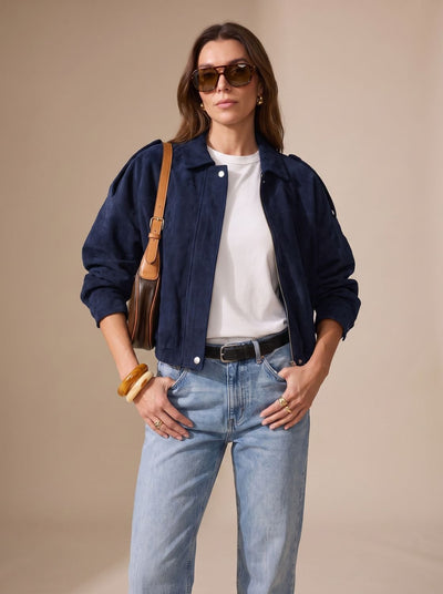 Lena | Dames oversized kort jack met rits en metalen knopen