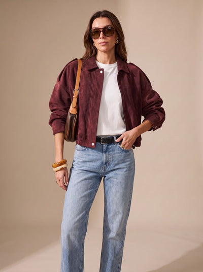 Lena | Dames oversized kort jack met rits en metalen knopen