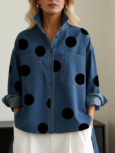 Clara | Dames oversized blouse met stippen en lange mouwen