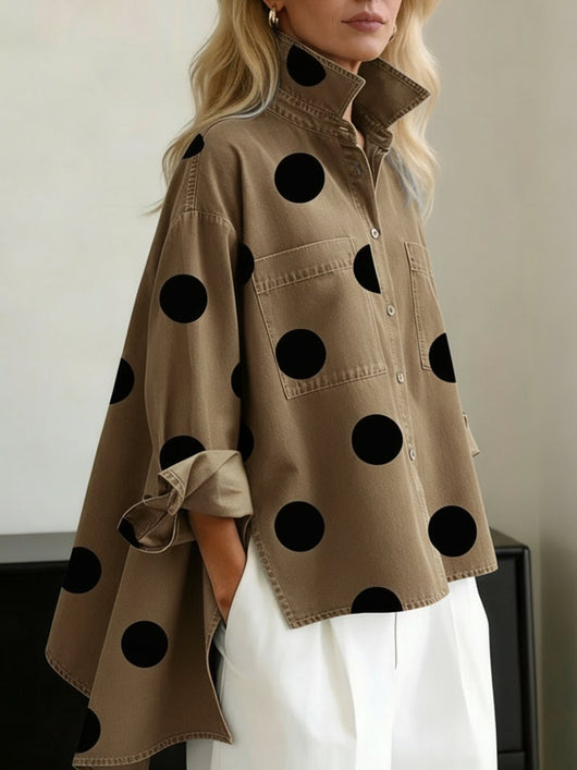 Clara | Dames oversized blouse met stippen en lange mouwen
