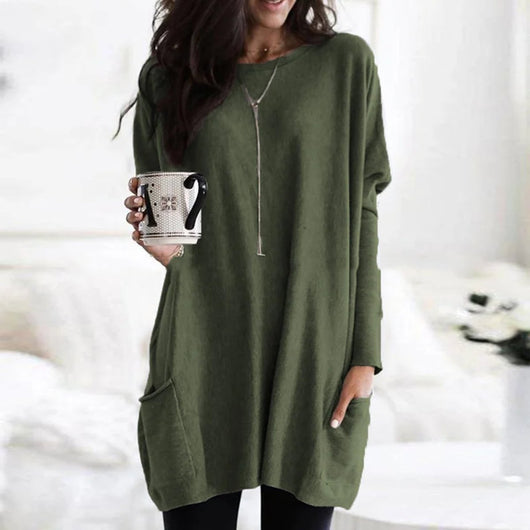 Luisa | Oversized dames tuniek met lange mouwen en zakken