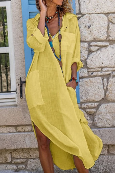 Sophie | Oversized dames midi zomerjurk met V-hals