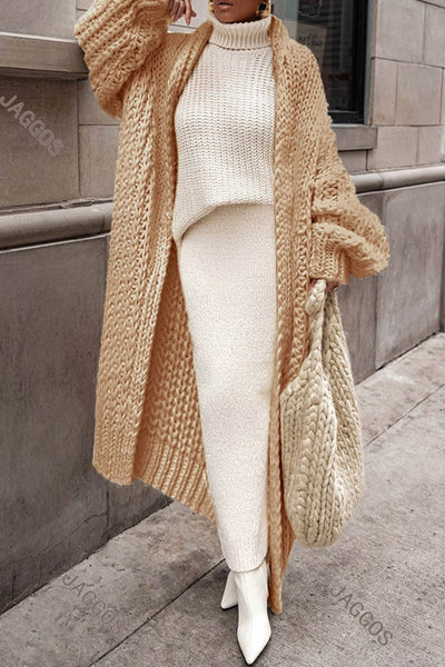 Hannah | Oversized lang open dames grofgebreid vest