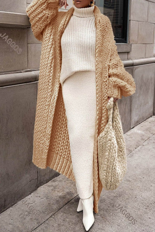 Hannah | Oversized lang open dames grofgebreid vest