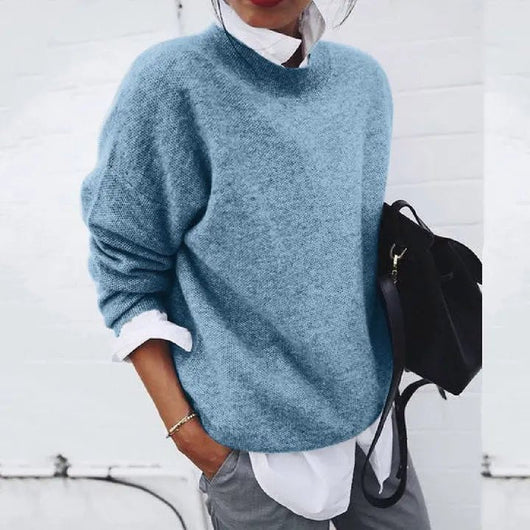Annika | Dames oversized trui van kasjmiermix met ronde hals