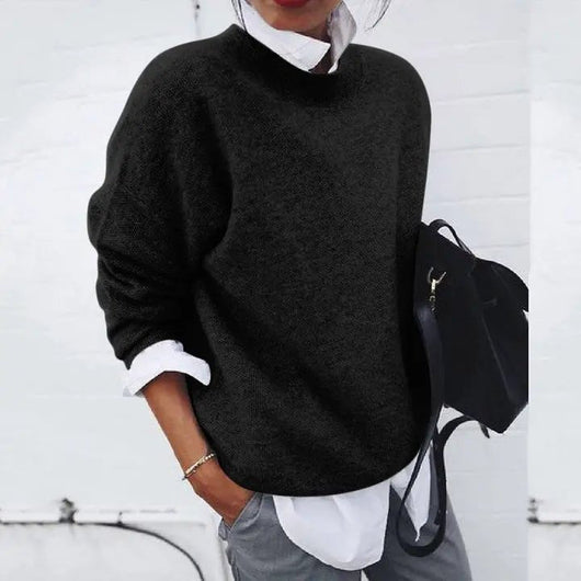 Annika | Dames oversized trui van kasjmiermix met ronde hals