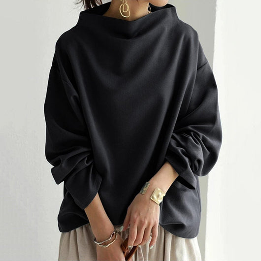 Mia | Oversized dames gebreide trui met col en wijde snit