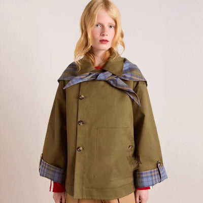 Charlotte | Oversized dames trenchcoat met geruite omslagkraag en dubbele knoopsluiting