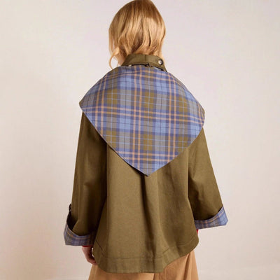 Charlotte | Oversized dames trenchcoat met geruite omslagkraag en dubbele knoopsluiting