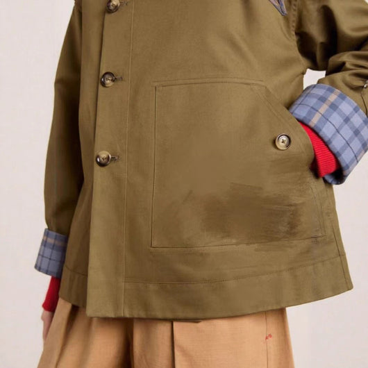 Charlotte | Oversized dames trenchcoat met geruite omslagkraag en dubbele knoopsluiting