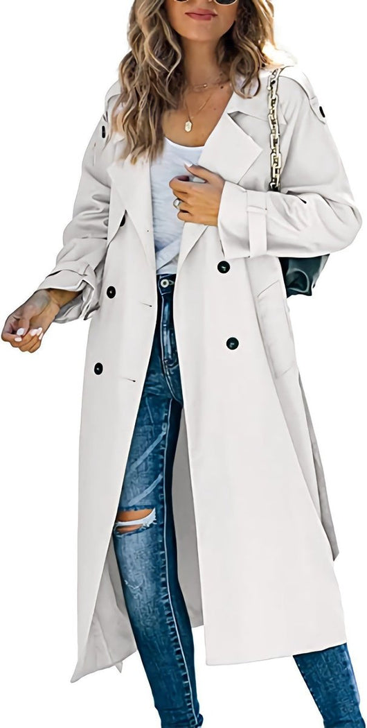 Sophie | Oversized dames trenchcoat met ceintuur en dubbele knoopsluiting
