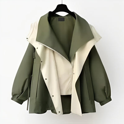 Hannah | Oversized waterdichte korte dames trenchcoat met dubbele kraag