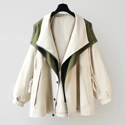 Hannah | Oversized waterdichte korte dames trenchcoat met dubbele kraag