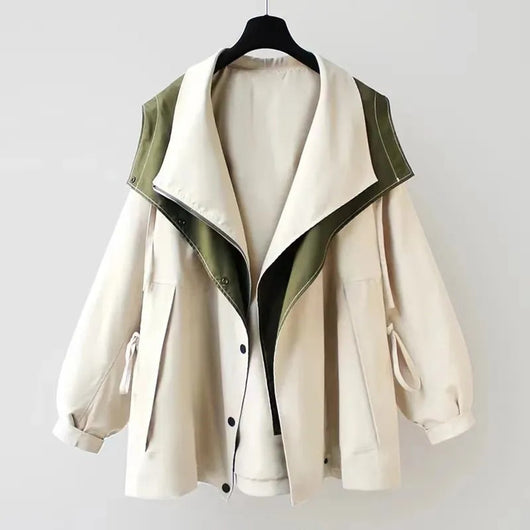 Hannah | Oversized waterdichte korte dames trenchcoat met dubbele kraag