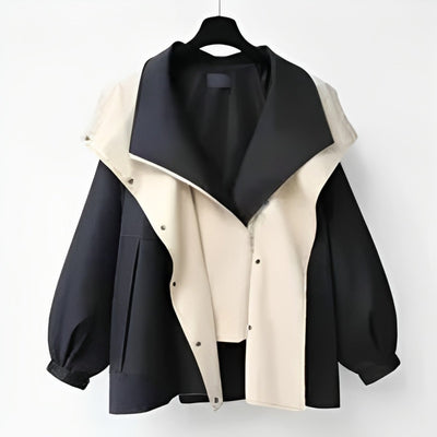 Hannah | Oversized waterdichte korte dames trenchcoat met dubbele kraag