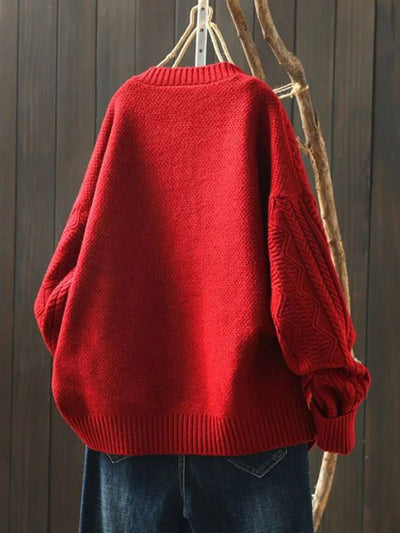 Johanna | Oversized dames gebreid vest met kabelpatroon en knoopsluiting