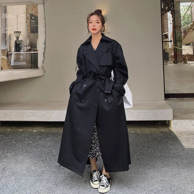 Emilia | Oversized lange dames trenchcoat met dubbele knoopsluiting en ceintuur