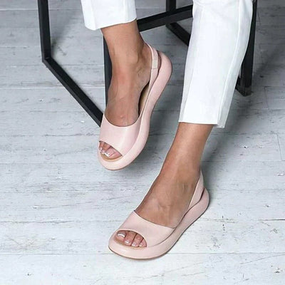 Elisabeth | Comfortabele platte dames zomersandalen met peeptoe en slingback