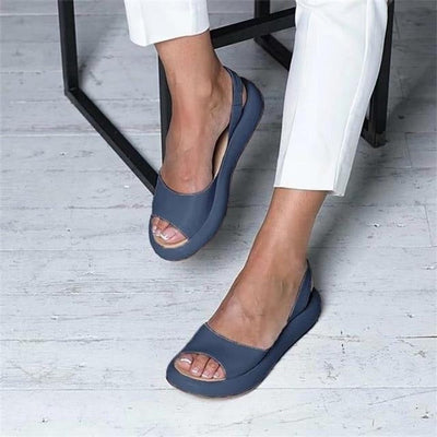 Elisabeth | Comfortabele platte dames zomersandalen met peeptoe en slingback