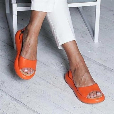 Elisabeth | Comfortabele platte dames zomersandalen met peeptoe en slingback