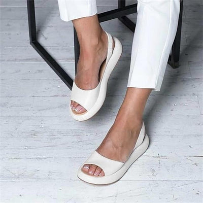 Elisabeth | Comfortabele platte dames zomersandalen met peeptoe en slingback