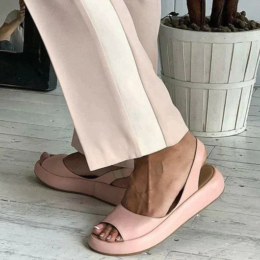 Elisabeth | Comfortabele platte dames zomersandalen met peeptoe en slingback