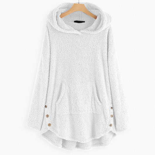 Lena | Dames pluche fleecehoodie met rits en kattenprint