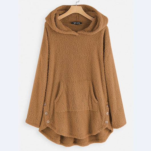 Lena | Dames pluche fleecehoodie met rits en kattenprint