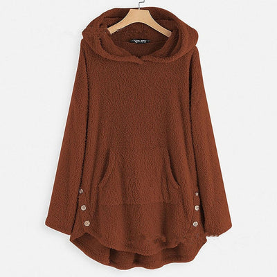 Lena | Dames pluche fleecehoodie met rits en kattenprint