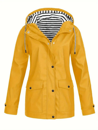 Marlene | Dames regenjas met capuchon, gestreepte voering en rits
