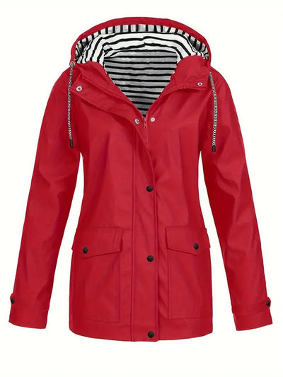 Marlene | Dames regenjas met capuchon, gestreepte voering en rits