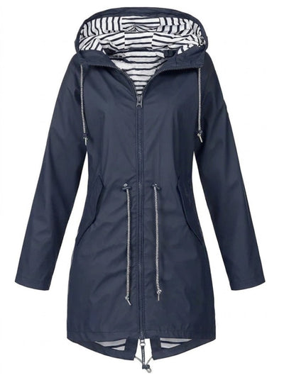Annika | Dames regenjas met capuchon en taillekoord, waterafstotend