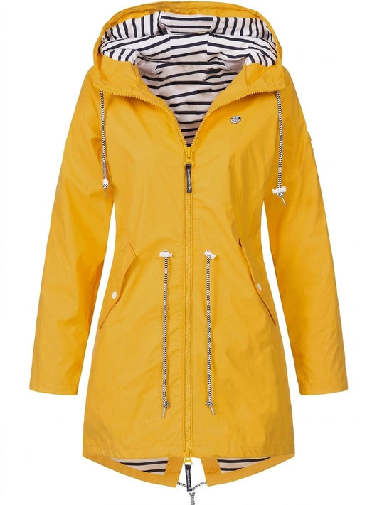 Annika | Dames regenjas met capuchon en taillekoord, waterafstotend