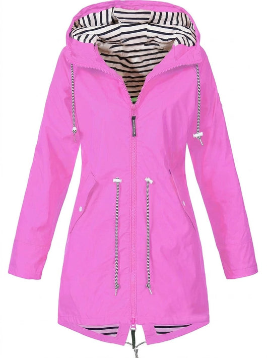 Annika | Dames regenjas met capuchon en taillekoord, waterafstotend