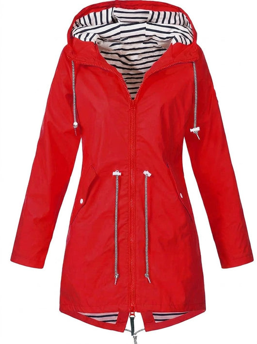 Annika | Dames regenjas met capuchon en taillekoord, waterafstotend