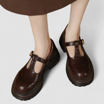 Charlotte | Dames retro mary janes met chunky plateauzool en T-bandgesp