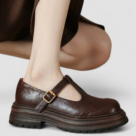 Charlotte | Dames retro mary janes met chunky plateauzool en T-bandgesp