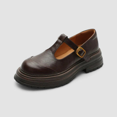 Charlotte | Dames retro mary janes met chunky plateauzool en T-bandgesp