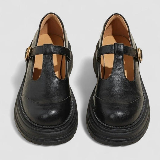 Charlotte | Dames retro mary janes met chunky plateauzool en T-bandgesp