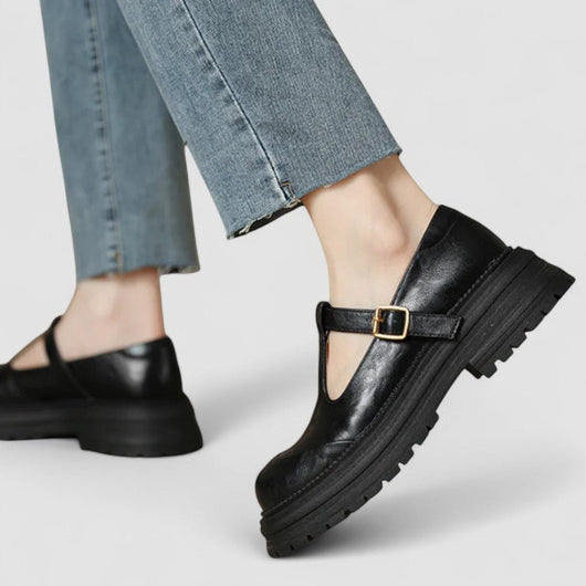 Charlotte | Dames retro mary janes met chunky plateauzool en T-bandgesp