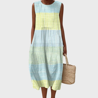 Clara | Mouwloze dames linnen midi-jurk met relaxed fit